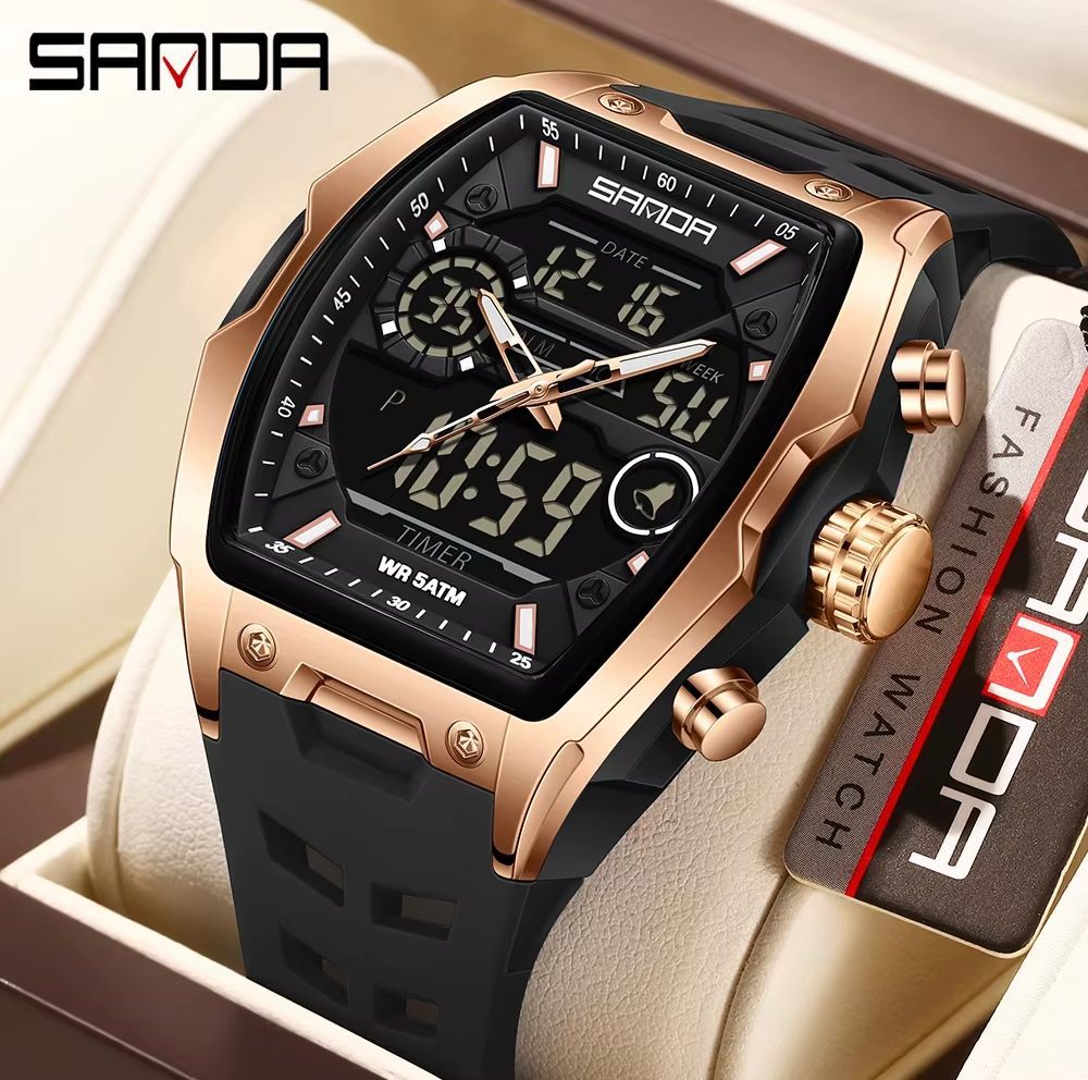 Reloj Sanda 6235 Esfera Grande Doble Hora